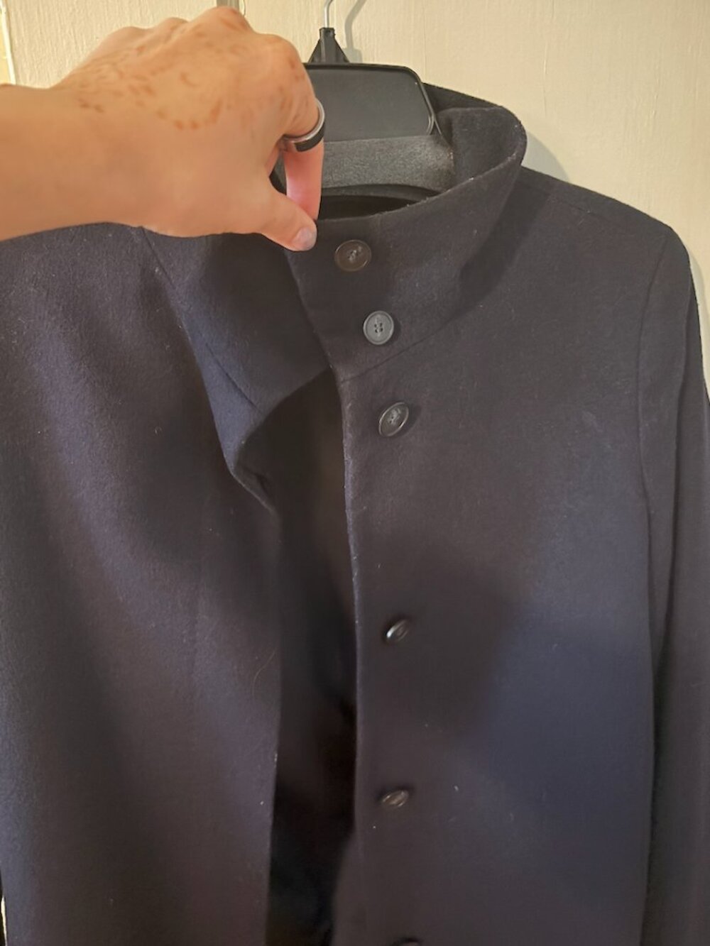 Uniqlo Funnel Neck Pea Coat - Women's - Small - Cashmere/Wool